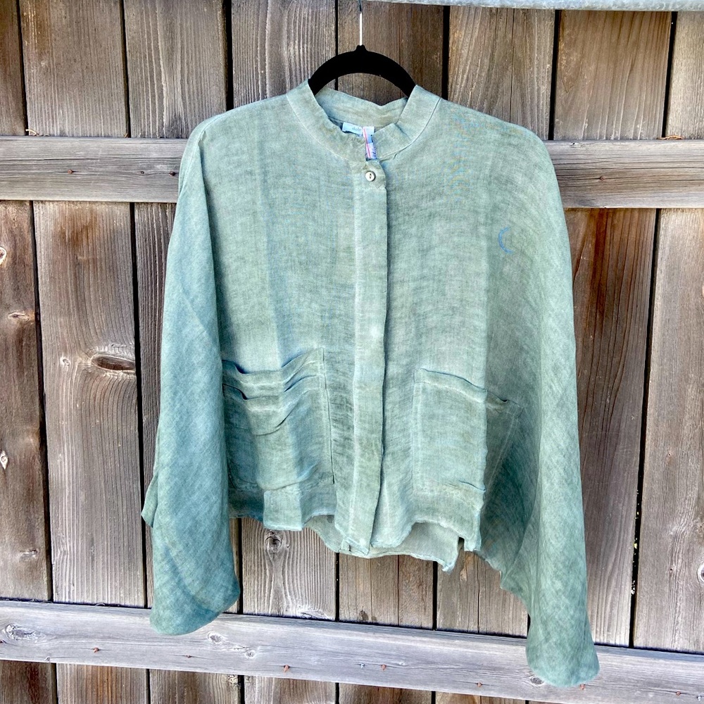 Army Green Linen Pancho